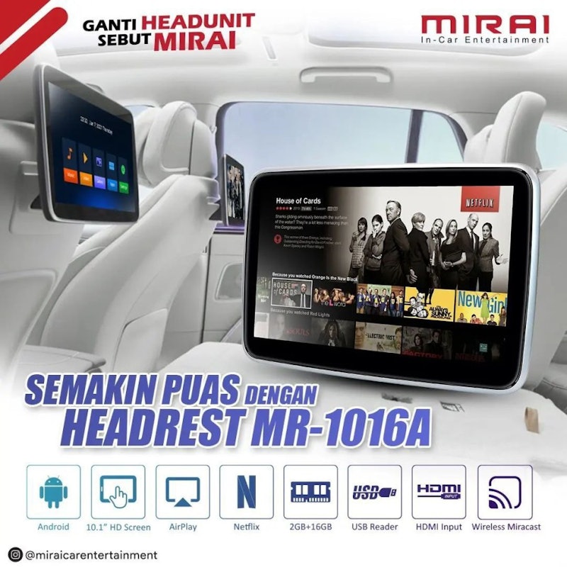 Mirai Android Headrest Monitor 10.1" 2