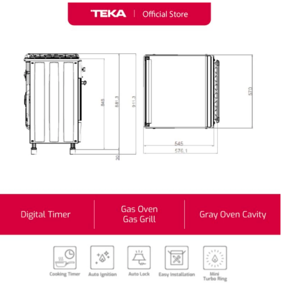 Teka Group Teka Freestanding Cooker Graphite LFS 604