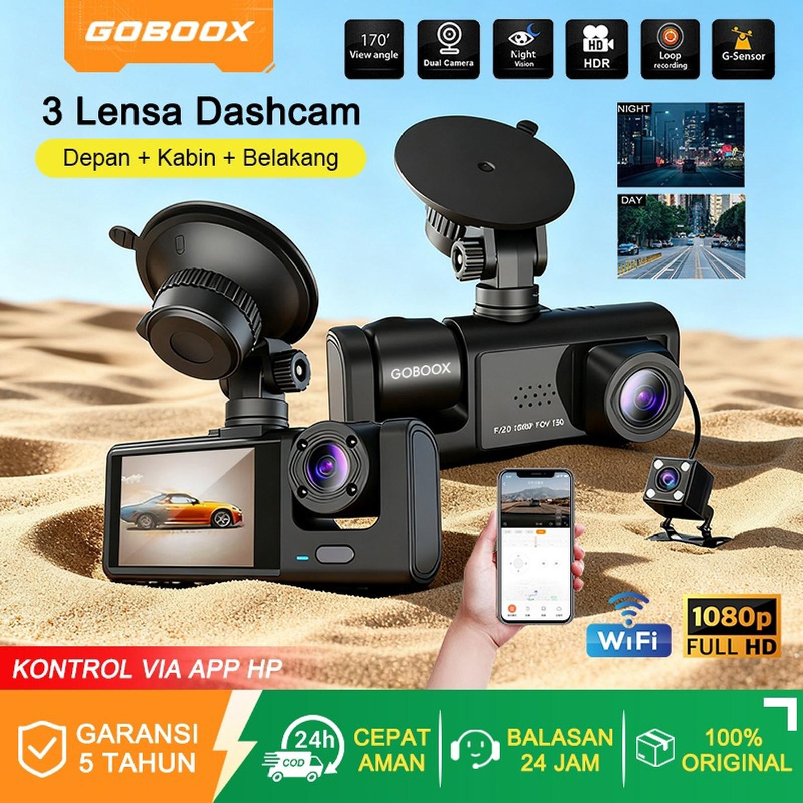 GOBOOX 3 Lens Dashcam Mobil  5