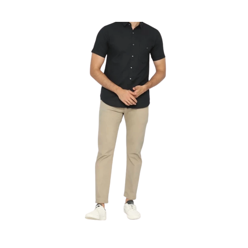 Code Male Brave Kemeja Pria Basic Lengan Pendek Dark Hitam Slimfit 4