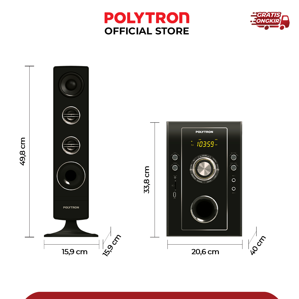 POLYTRON Polytron Bluetooth Speaker Multimedia Karaoke  PMA 9526 /B
