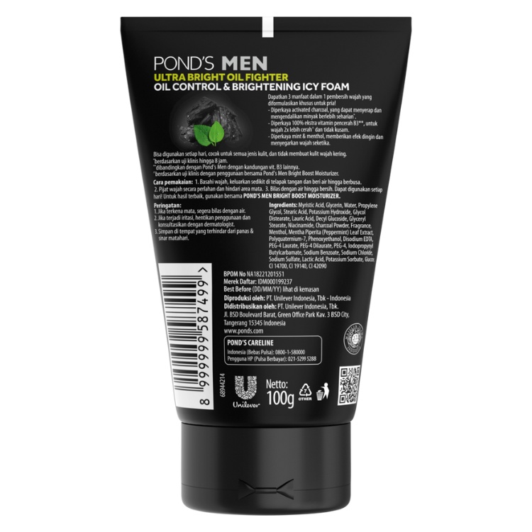 Unilever Pond's Men Ultra Bright Oil Fighter Facial Foam 