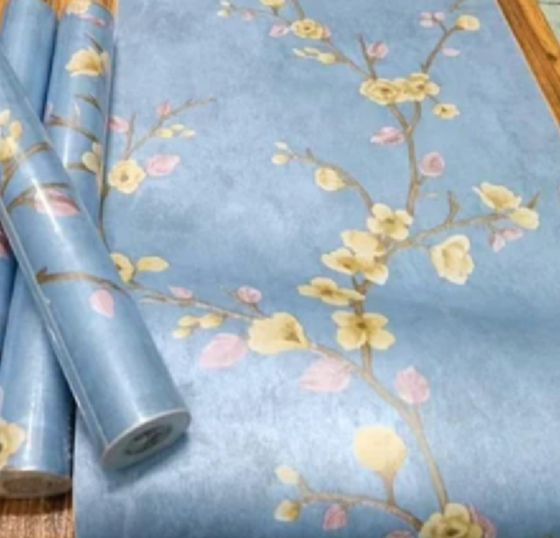 Wallpaper Stiker Dinding Motif Bunga Sakura Pink Cream 6