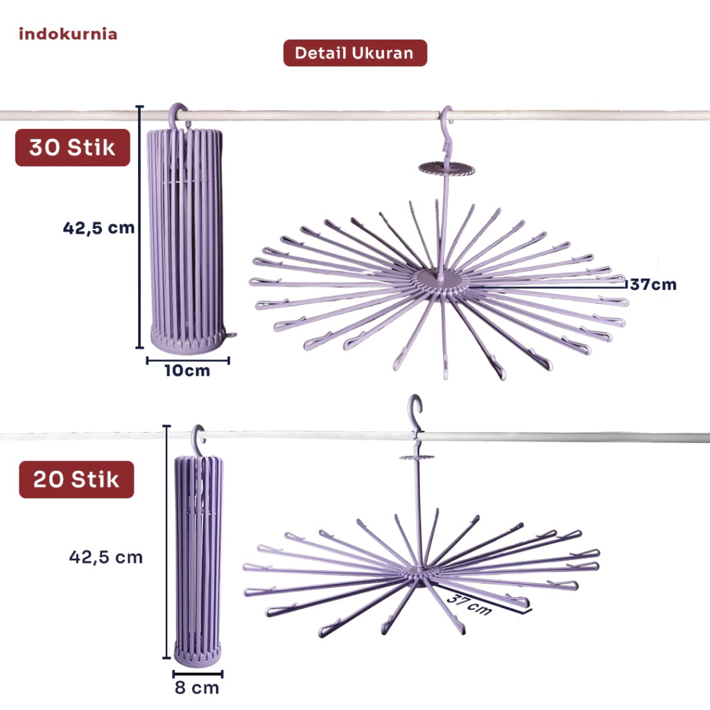 Indo Kurnia Jakarta  Indokurnia Gantungan Jemuran Bayi Pastel 30 Stik