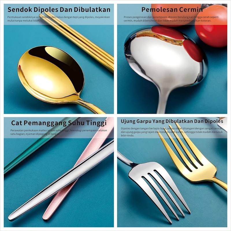 YUMSUN 3 in 1 Sendok Garpu Sumpit Set 3