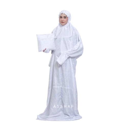 ASSHAF Mukena Dewasa Terusan Sutra Milo Renda Jumbo