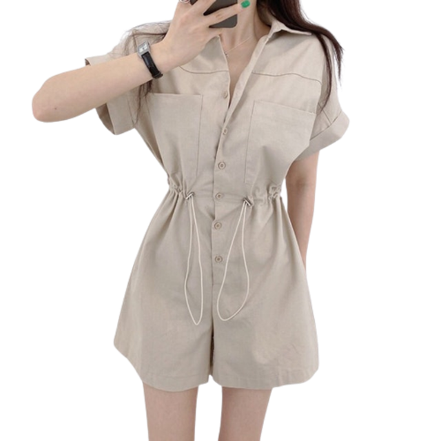  Mechanic Girl Linen Romper JS4775