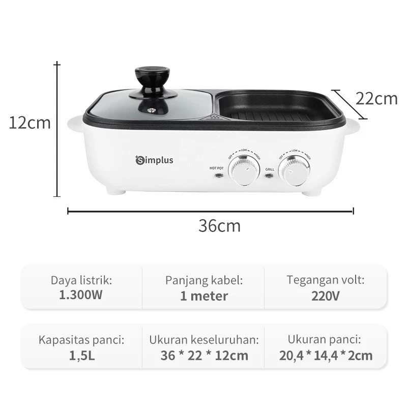 Hong Kong Ruixinghing Technology Simplus Pemanggang Elektrik Multifungsi 2in1