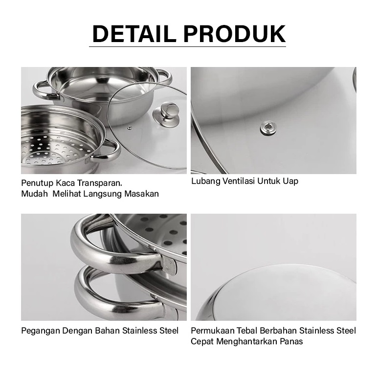 Selalu Sukes Prima GM Bear Steamer Stainless Steel 2 Tingkat  1036