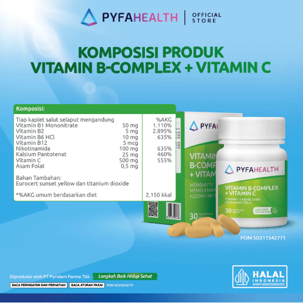 Pyridam Farma Pyfahealth Vitamin B Complex + Vitamin C 30 Kaplet