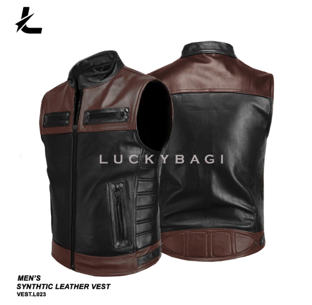  LUCKYBAGI Men's Synthetic Leather Vest  L023