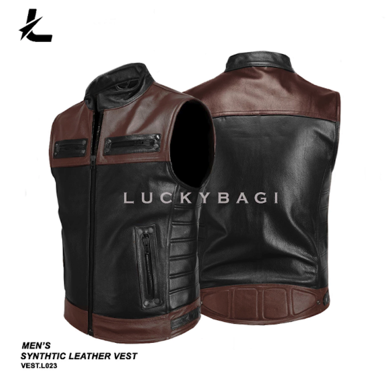 LUCKYBAGI Men's Synthetic Leather Vest 2