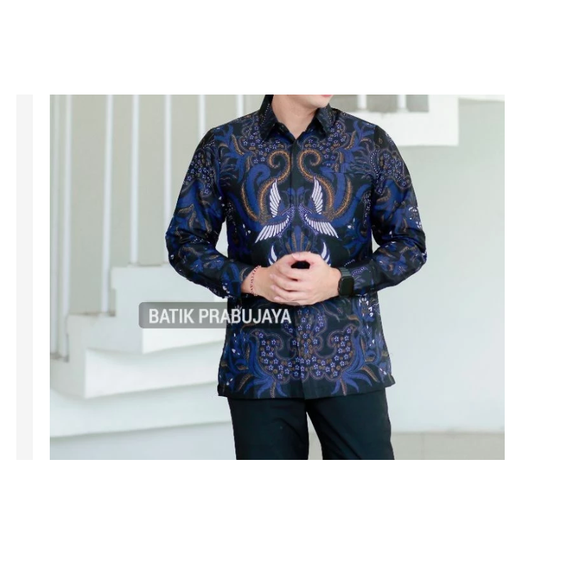  Batik Prabujaya Gurdo Biru Kemeja Batik Pria