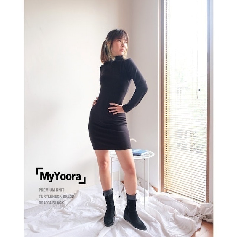 Premium Knit Turtleneck Dress 3