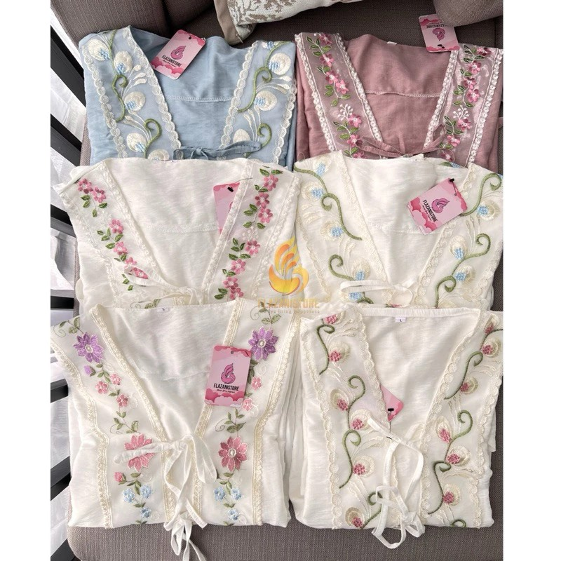  Zani Daisy Long Tunik Tali Bordir Blossom Vintage