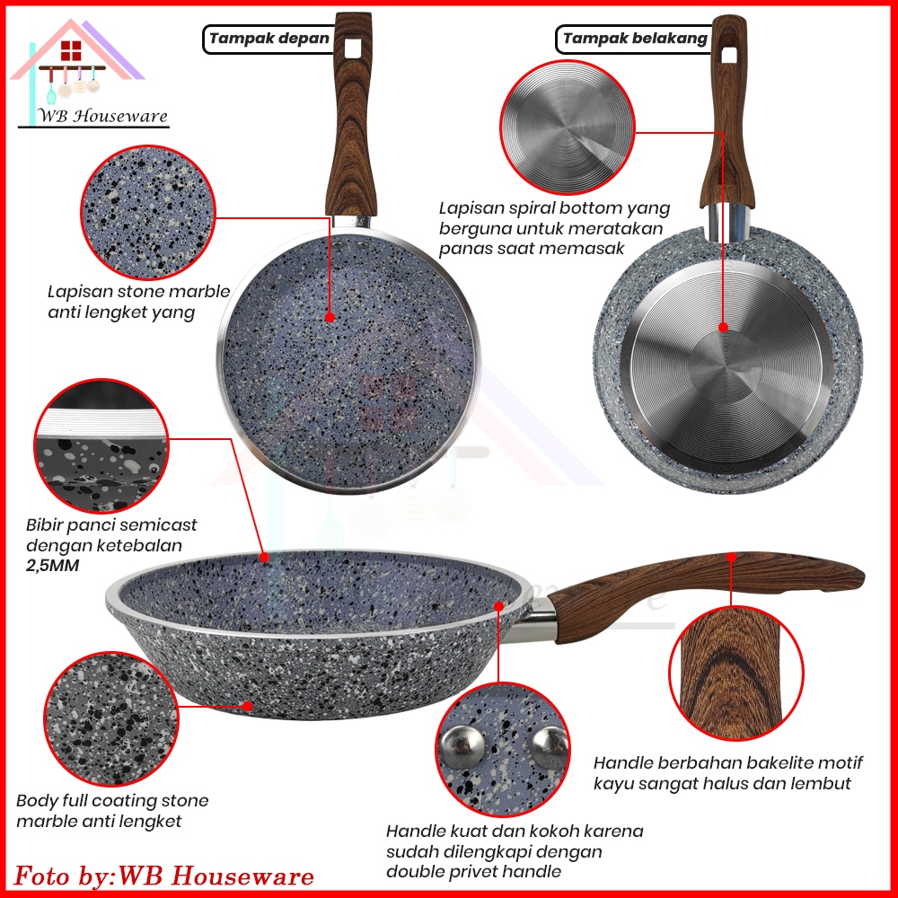 Supra Semicast Stone Series Granite Panci Set 5 Pcs