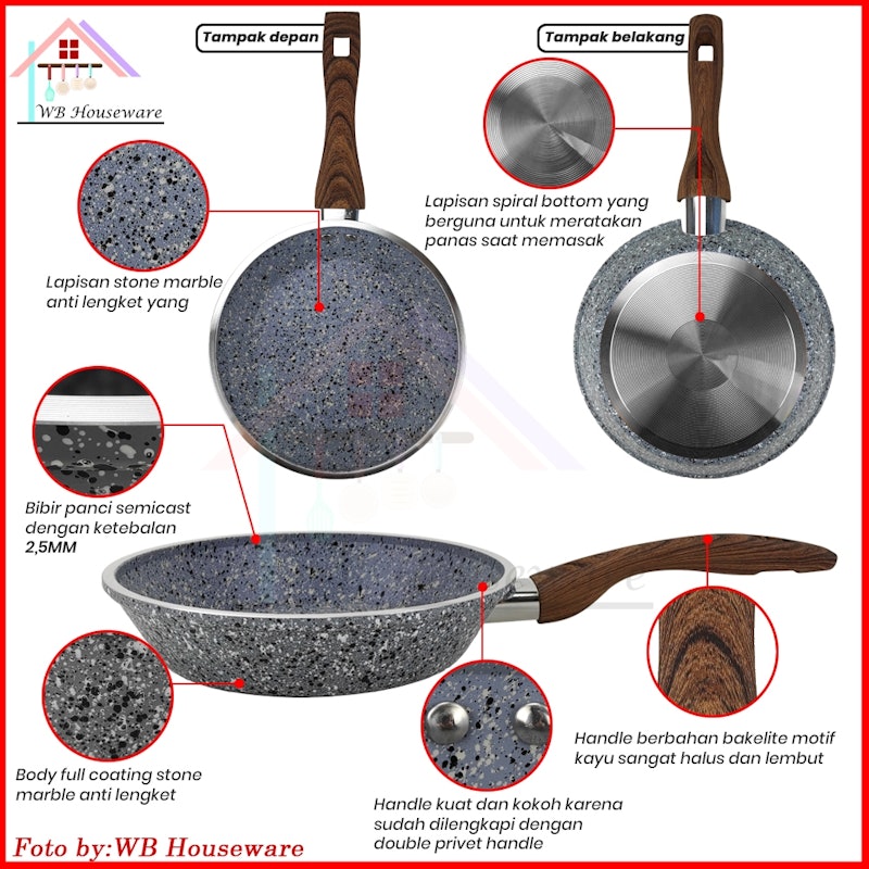 Supra Semicast Stone Series Granite Panci Set 5 Pcs 4