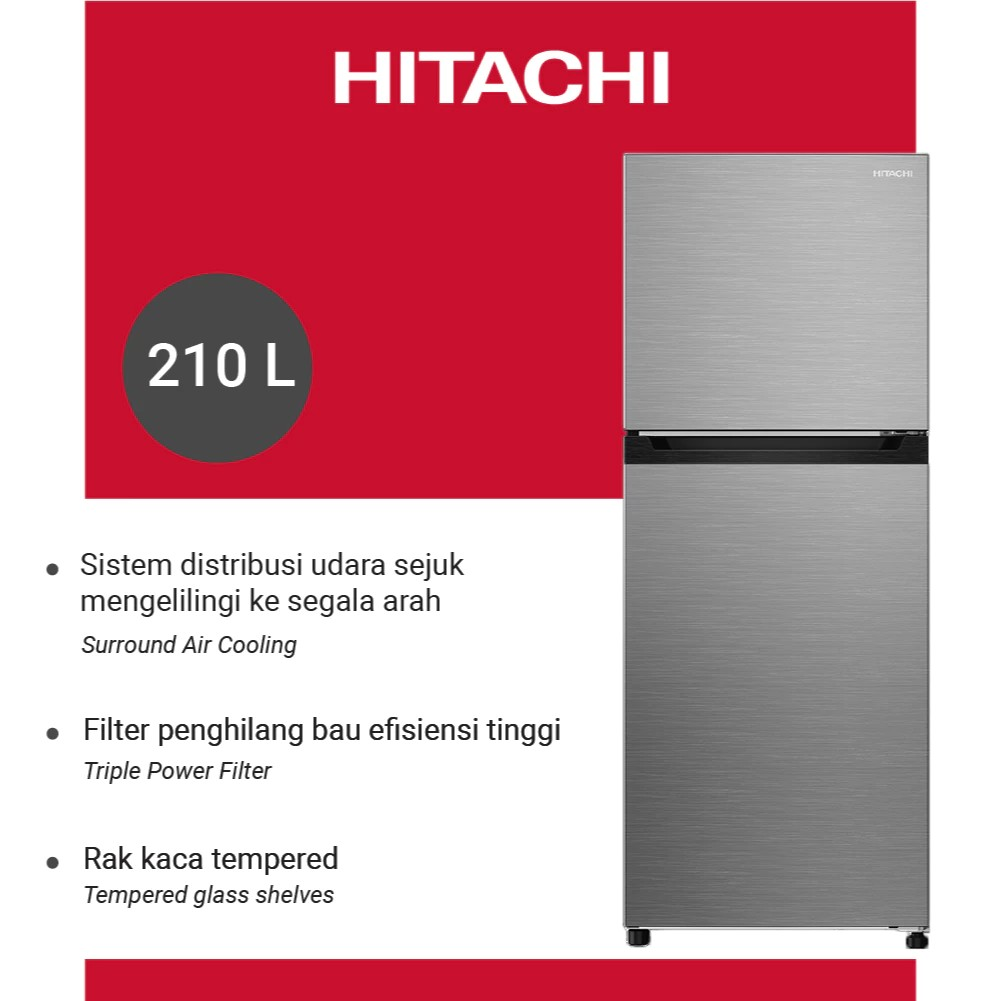 Hitachi  Hitachi Kulkas 2 Pintu Inverter  HRTN5230MXID 