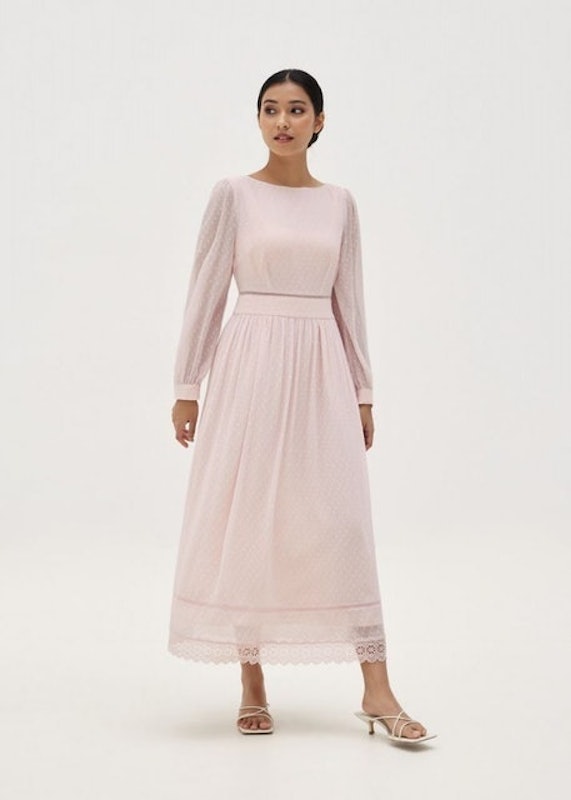 Audrina Lace Trim Dobby Dot Dress 1
