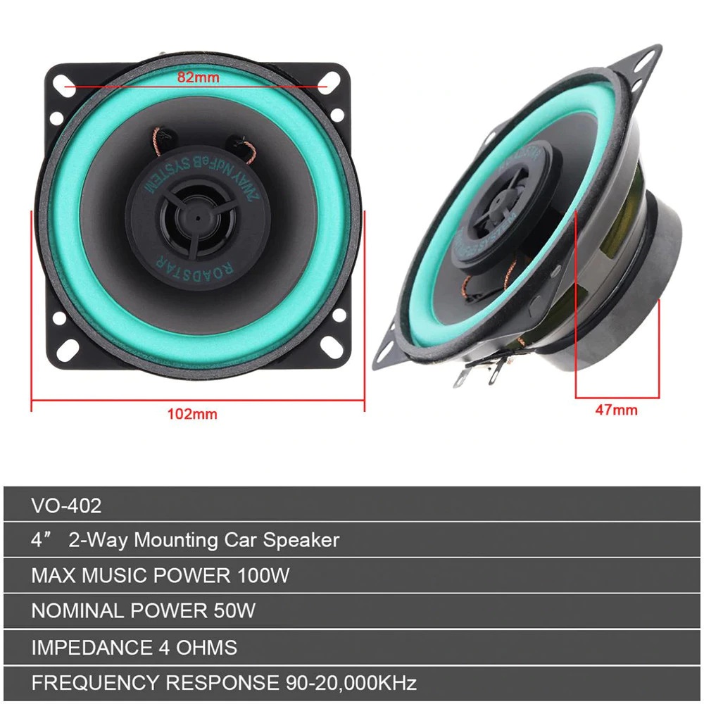 SMART ROADSTAR Speaker Coaxial Mobil HiFi 4 Inch   VO-402 