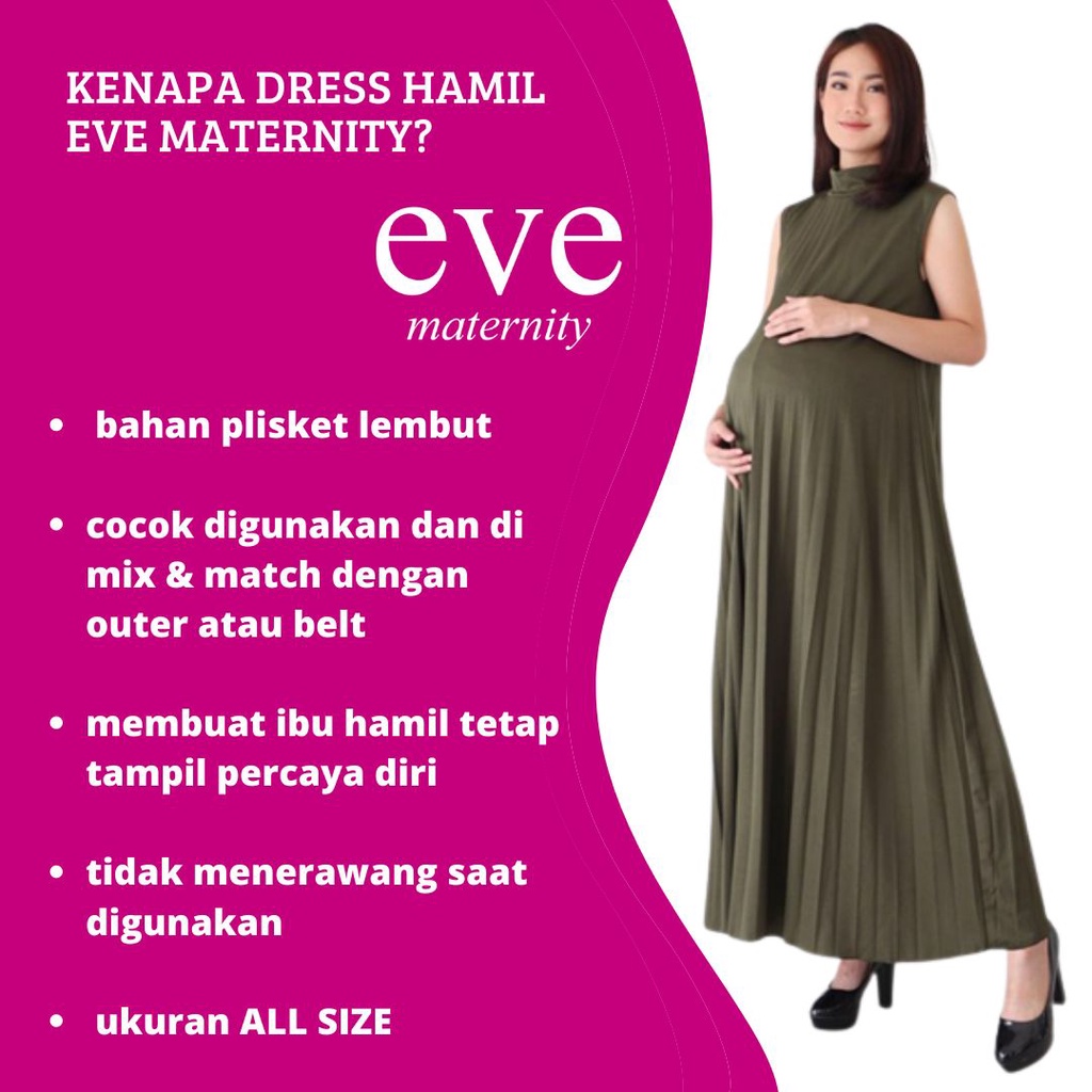 Eve Maternity Eve Baju Hamil Pesta Dress Plisket FDD030