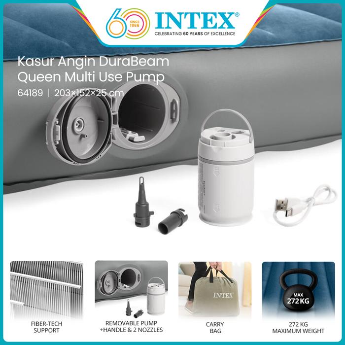 Intex Recreation INTEX Kasur Angin Queen Durabeam Multi Use Pump 64189