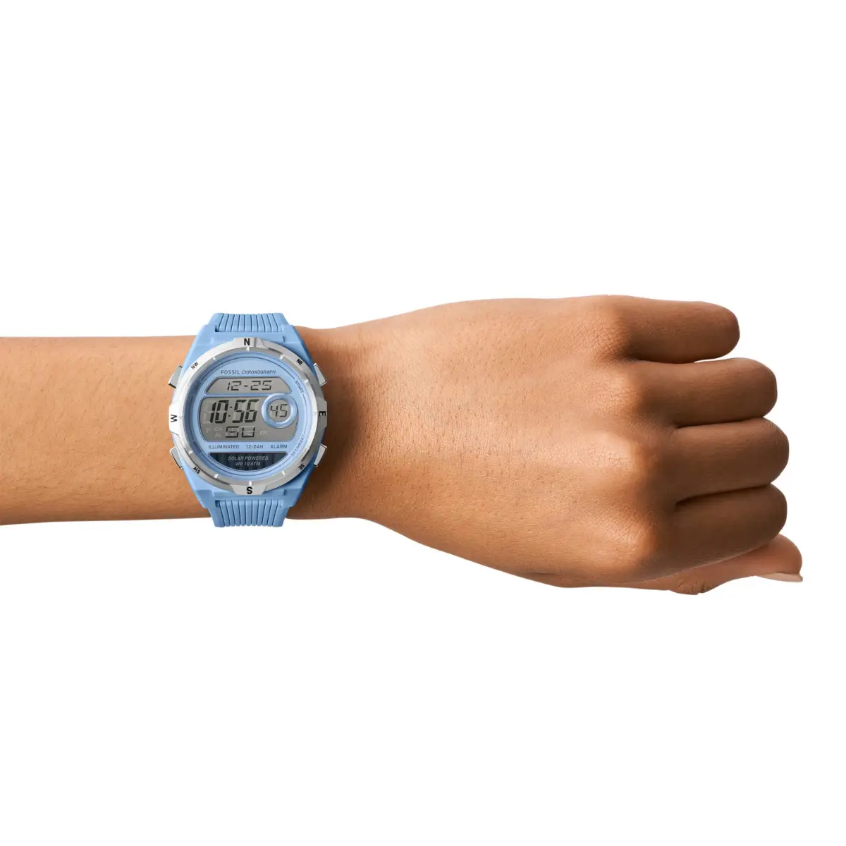 Everett Solar-Powered Digital Blue Silicone Watch 2