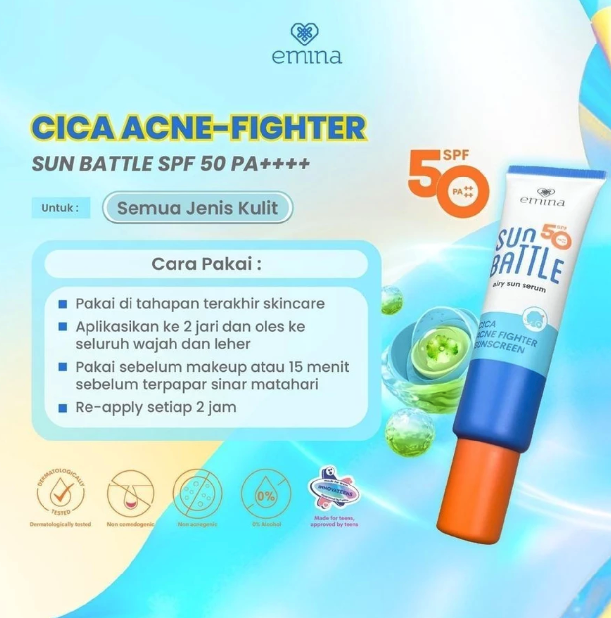Paragon Technology and Innovation Emina Sun Battle Cica Acne Fighter Sunscreen SPF 50 PA++++