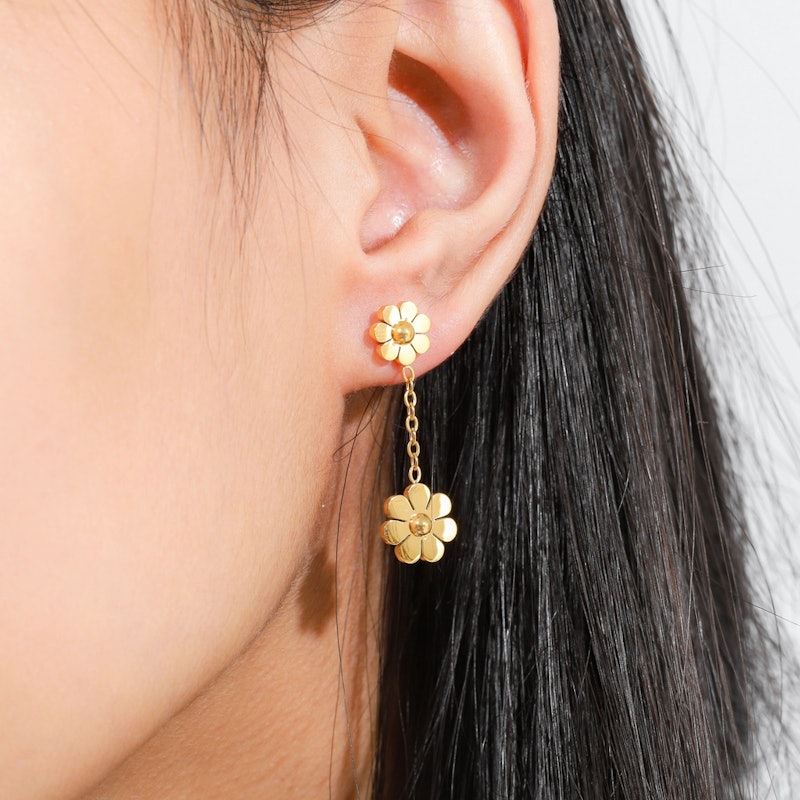 Anting Panjang Titanium Wanita Double Daisy 5