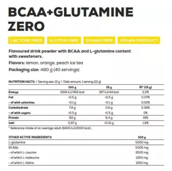 Biotech USA BioTechUSA BCAA + Glutamine Zero 480 gr