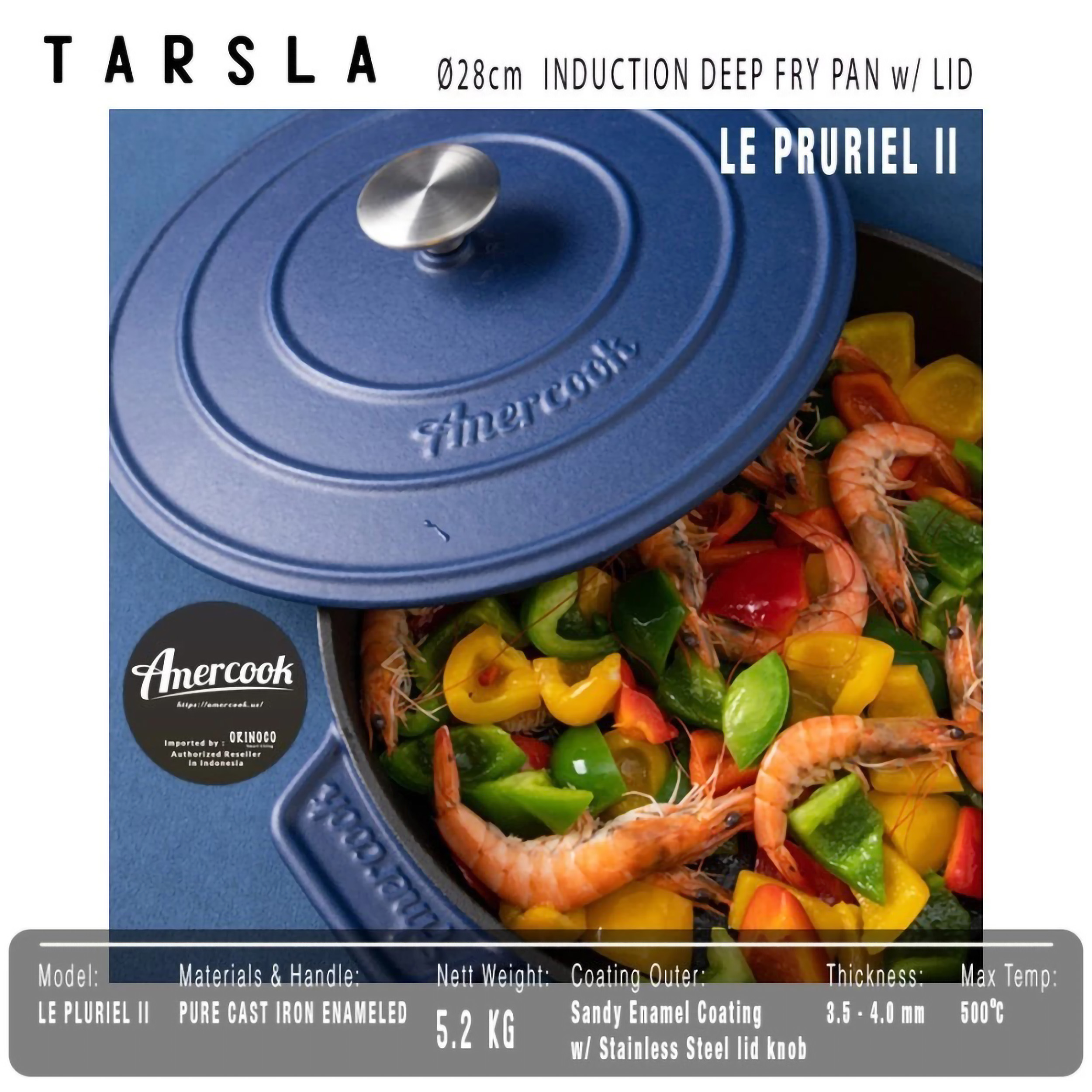 Amercook Amercook Le Pluriel II Cast Iron Cookware Non-Stick Deep Frying Pan