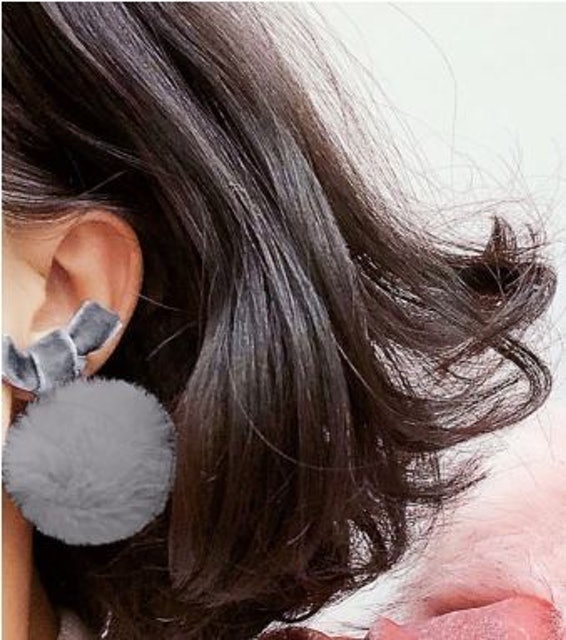  Bowknot Pompom Earrings