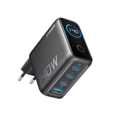 Anker Smart Digital Touch Display 140W GaN Charger Foldable Fast Charging 4 Ports with Type C Cable