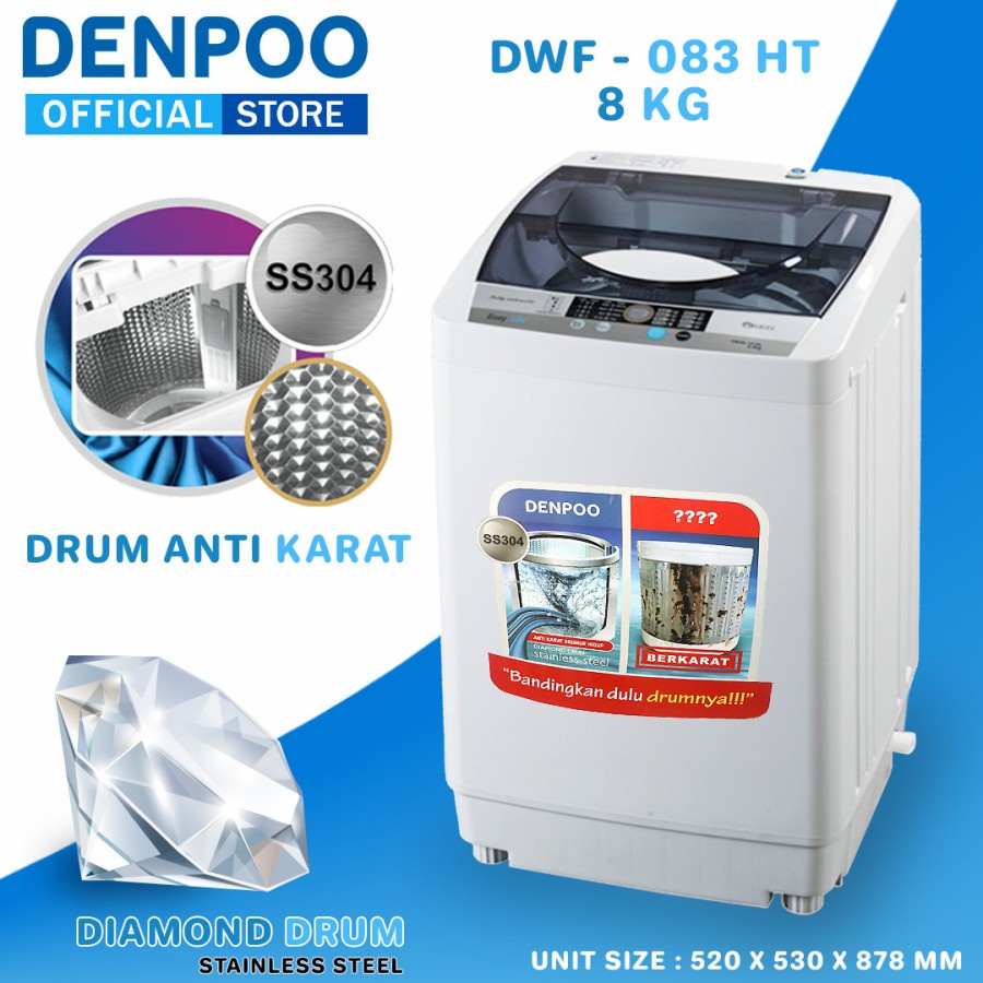 Denpoo Mandiri Indonesia Denpoo Mesin Cuci Full Otomatis DWF-073 HT
