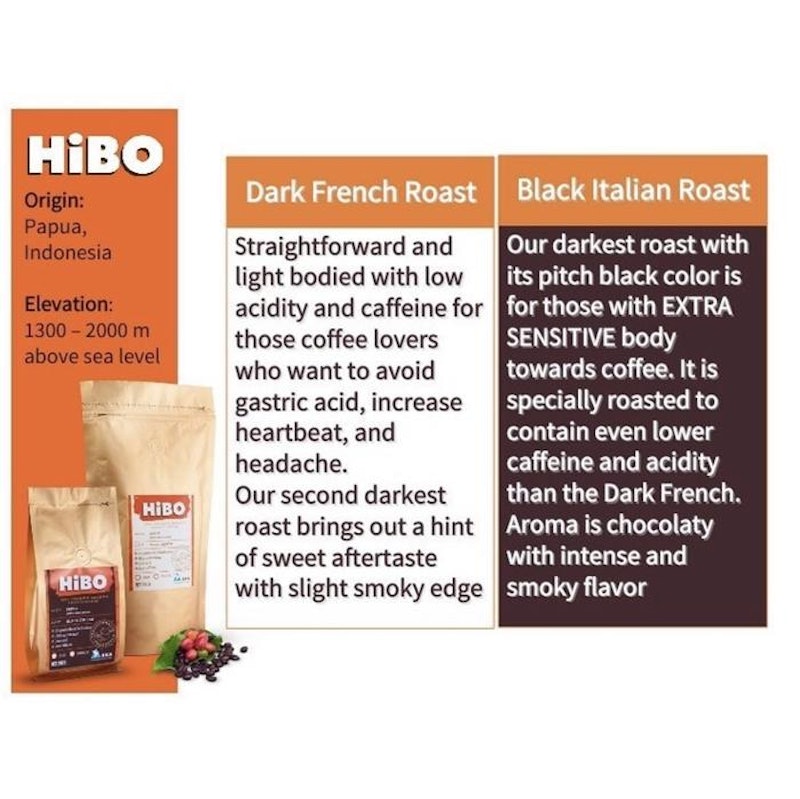 HiBO Organic Coffee Dark French Arabica Papua 3