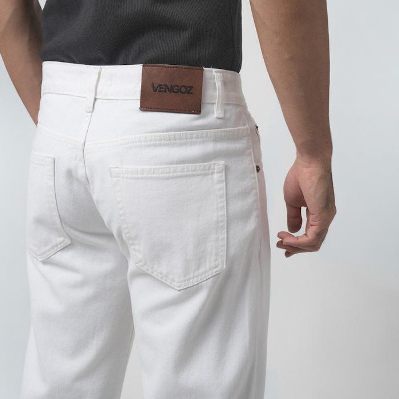 VENGOZ Celana Jeans Pria Straight Fit Premium Off White 4