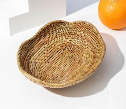 Dekornata Lore Rattan Set/ Nampan Rotan Bunga/ Tempat Buah Serbaguna