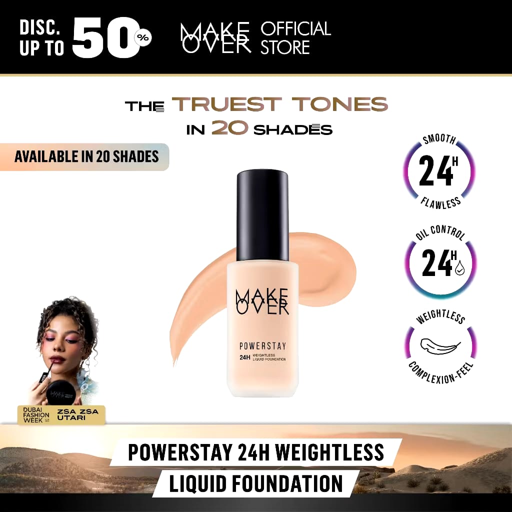 Paragon Technology and Innovation MAKE OVER Powerstay 24H Weightless Liquid Foundation W32 Warm Beige