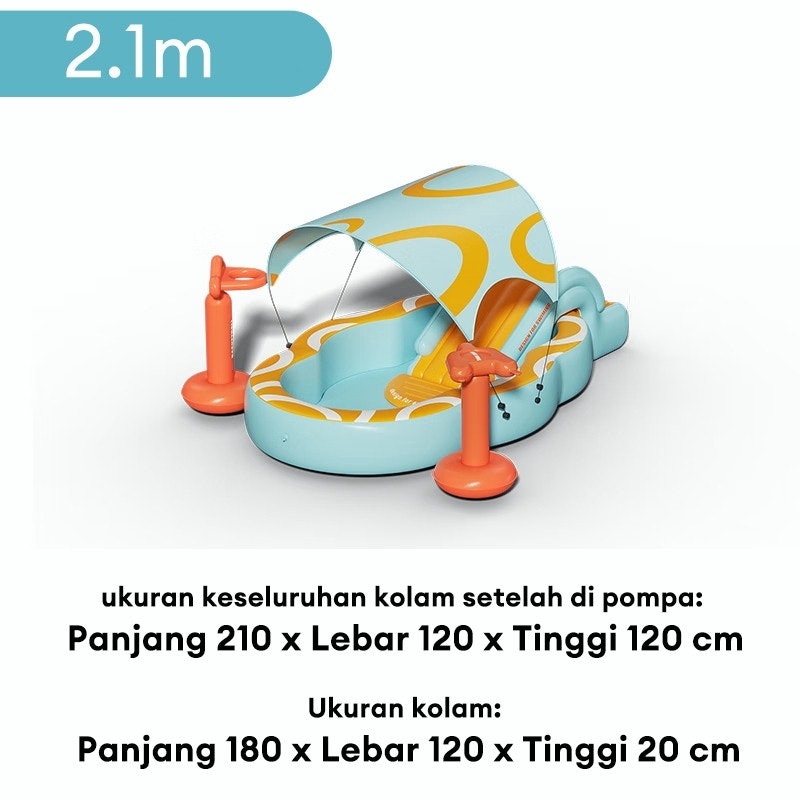 MAGICAL PLAYTIME 5-in-1 Kolam Renang Anak Perosotan Jumbo 2,1 m 6