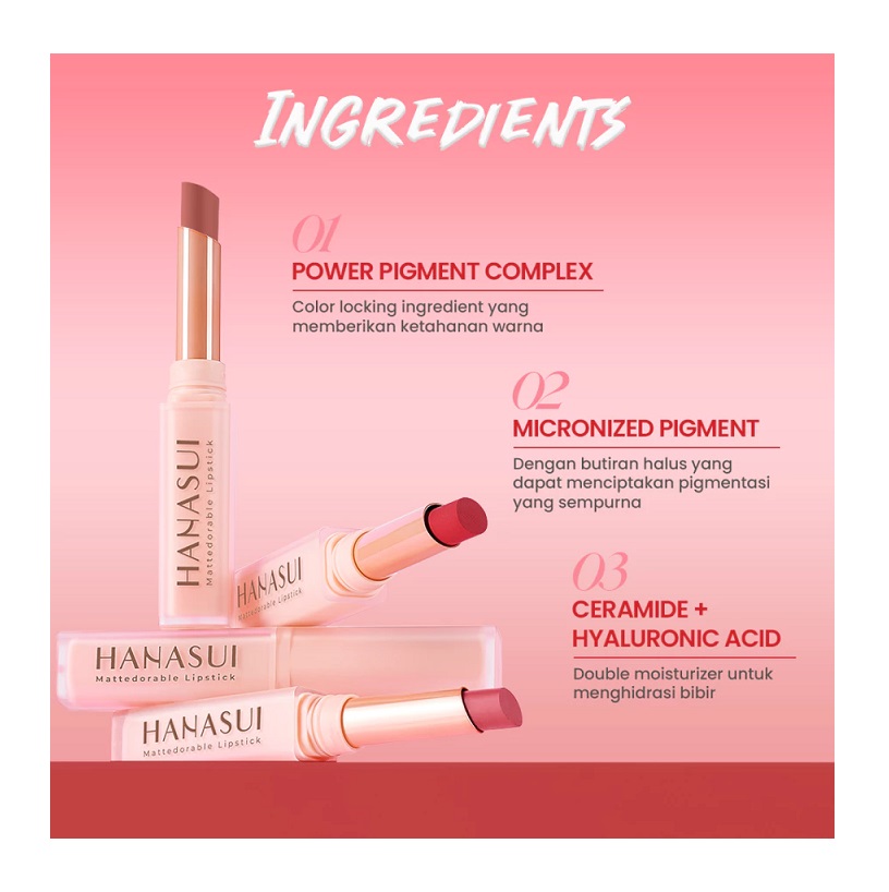 Eka Jaya Internasional Hanasui Mattedorable Lipstick 101 Superstar