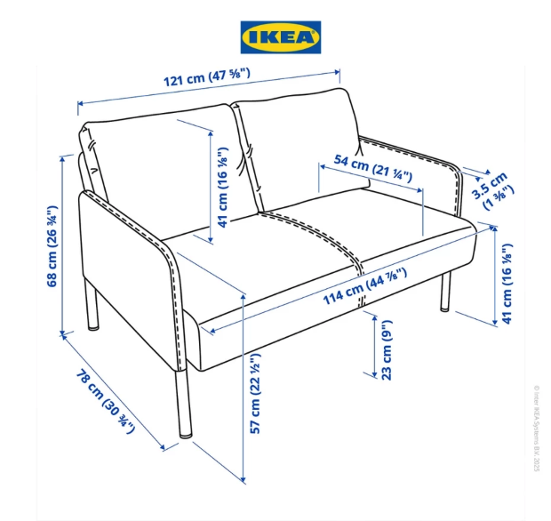  IKEA GLOSTAD Sofa 2 Dudukan Minimalis Knisa Abu
