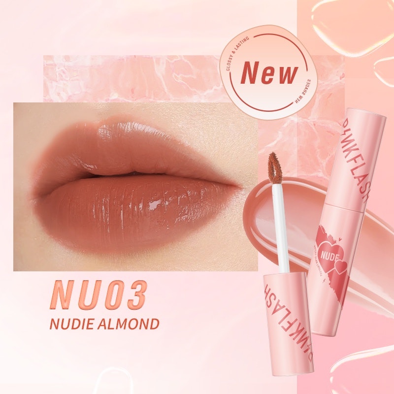 PINKFLASH Watery Glam Lip Gloss NU03 Nudie Almond