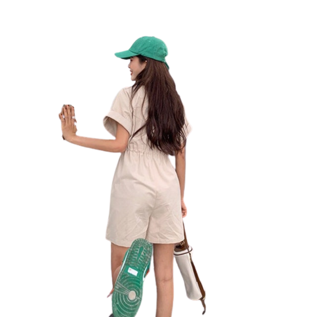  Mechanic Girl Linen Romper JS4775