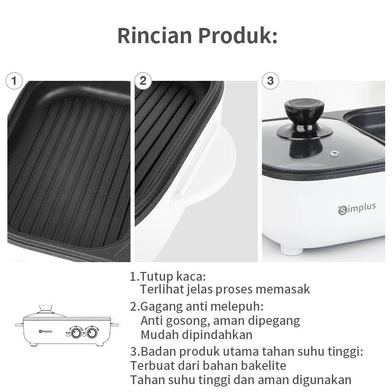 Simplus Pemanggang Elektrik Multifungsi 2in1 3