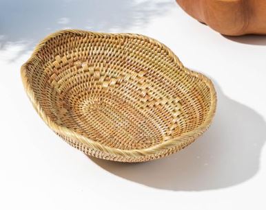 Dekornata Lore Rattan Set/ Nampan Rotan Bunga/ Tempat Buah Serbaguna