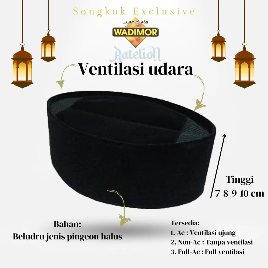 WADIMOR Songkok Peci Hitam Polos AC