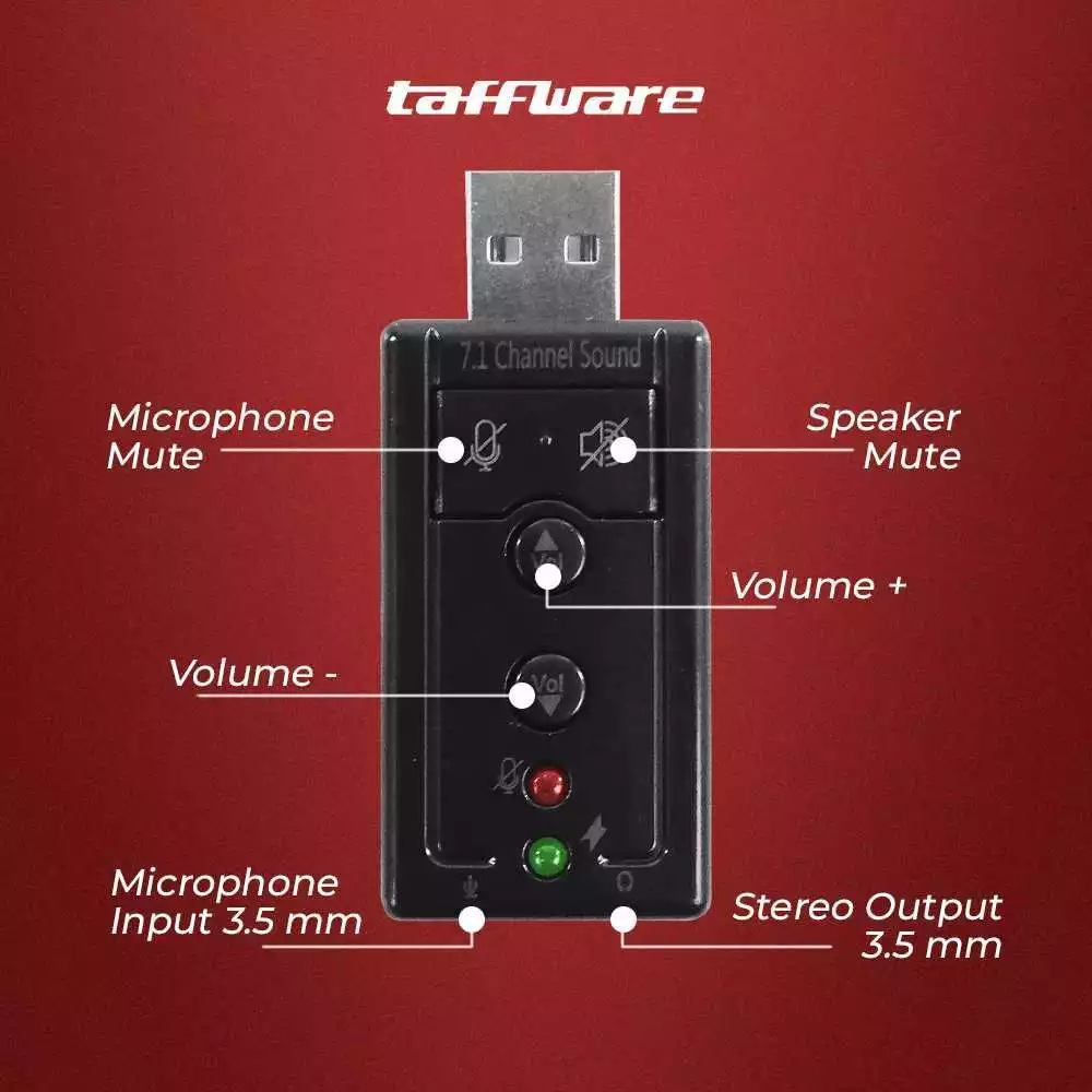 Jakarta Digital Nusantara Taffware USB 7.1 Channel Sound Card Adapter TC-03