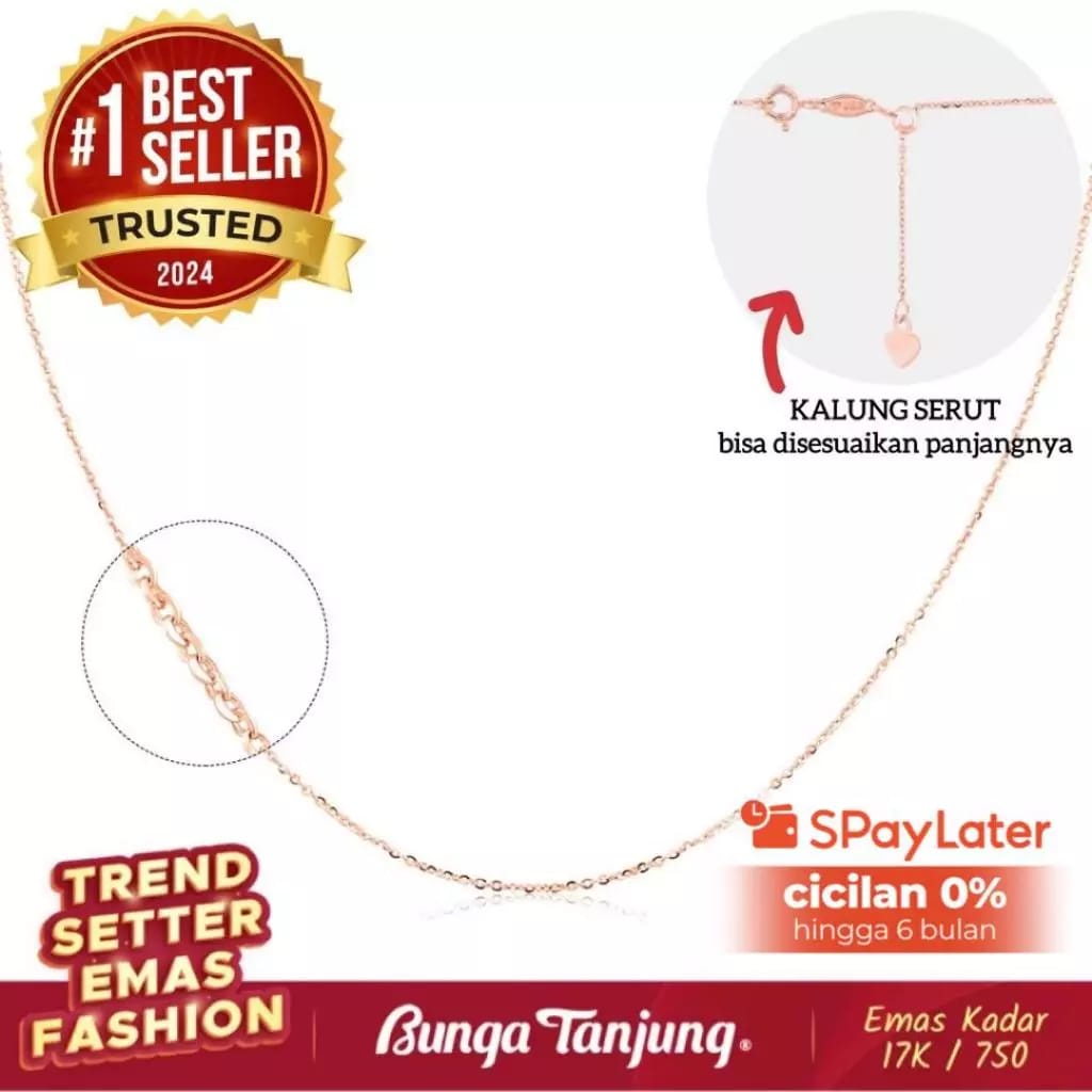 Sentosa Indika Bunga Tanjung Bunga Tanjung Kalung Serut Emas 17k