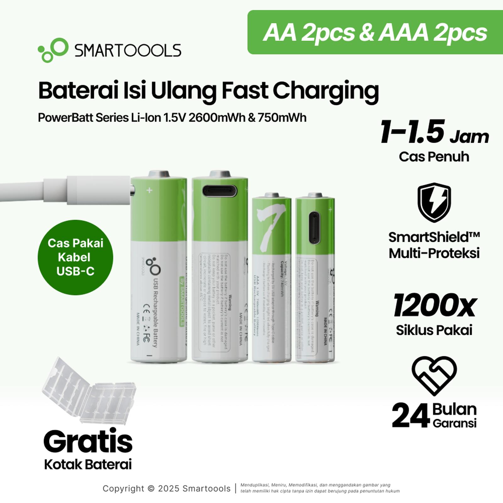 Smartoools Powerbatt AA & AAA 1.5V Rechargeable Battery 5