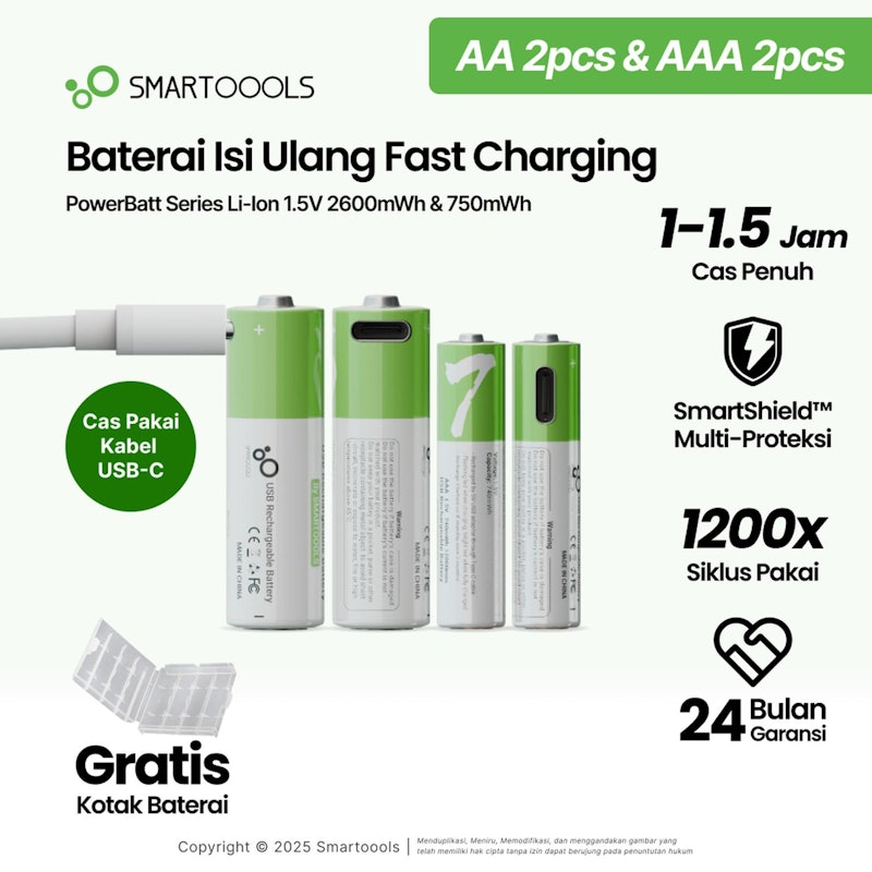 Smartoools Powerbatt AA & AAA 1.5V Rechargeable Battery 5